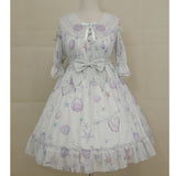 Star Fish & Shells ~ Sweet Printed Lolita Dress Cold Shoulder Short Sleeve Party Dress