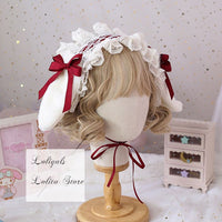 Sweet Lolita Ruffled Headband with Detachable Long Rabbit Ears Cute Mori Girl KC Headdress