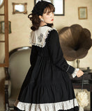 Holly Palace ~ Gothic Black Lolita Dress Pointed Collar Party Dress