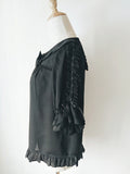 Short Sleeve Chiffon Shirt Ruffled Half Sleeve Lolita Blouse