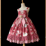 Christmas Donut ~ Sweet Printed Lolita Dress High Waisted Casual Summer Dress by Infanta