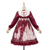 Forest Theater ~ 2021 Sweet Lolita Dress Long Sleeve Party Dress w. Detachable Pointed Collar
