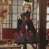 Fox & Cloud ~ Vintage Lolita JSK Dress with Long Sleeve Cold Shoulder Top by OCELOT