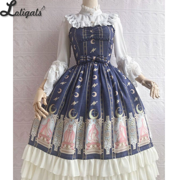 The Legend of Stars ~ Printed Chiffon Lolita JSK Dress Ruffled Party Dress