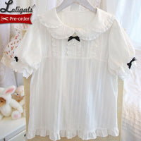 Pre-order ~ Sweet Milk ~ Short Sleeve Lolita Blouse by Alice Girl