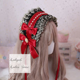 Gothic Lolita Headband Ruffled Lace Hairband with Chain