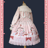 Bunny's Picnic Time ~ Sweet Printed Plaid Lolita Dress Long Sleeve Midi Party Dress by Infanta