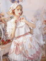 Crystal Sugar & Cat  ~ Sweet Lolita Skirt & Short Sleeve Blouse Set by Yomi