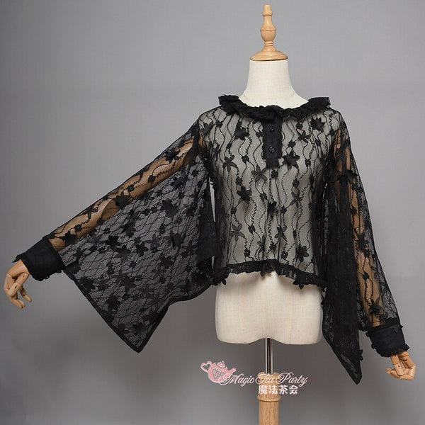 Fireworks Show ~ Kimono Style Black Lace Blouse by Magic Tea Party