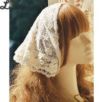 Vintage Lolita Head Scarf Triangle Lace Embroidered Scarf for Women