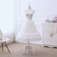 Ruffled Tea Length Lolita Petticoat Adjustable Crinoline Chiffon Underskirt