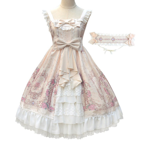 Flowery Fairyland ~ 2020 Vintage Printed Sleeveless Lolita Dress Midi Party Dress