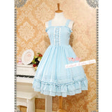 Classic Lolita Sleeveless Chiffon Dress Sweet Ruffled Midi Dress