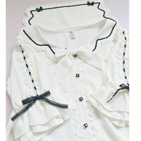 Short Sleeve Chiffon Shirt Ruffled Half Sleeve Lolita Blouse