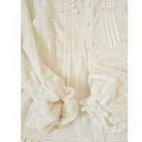 Sweet Lolita Shirt Peter Pan Collar Long Sleeve Fleeced Blouse for Women