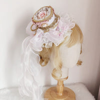 Rococo Mini Top Hat Lolita Hair Clip with Bow