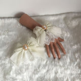 Sweet Lolita Bracelets Lace Cuffs Cute Hand-wear with Bow