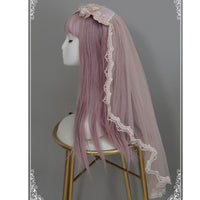 Floating Feather ~ Sweet Embroidered Lolita Veil Fingertip Bridal Veil With Lace Trimming