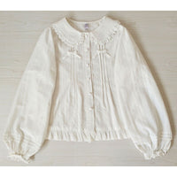 Sweet Lolita Shirt Peter Pan Collar Long Sleeve Fleeced Blouse for Women