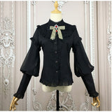 Vintage Bishop Sleeve Lolita Top Stand Collar Chiffon Blouse