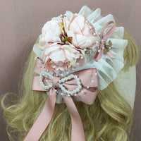 Sweet Mini Top Hat Heart Rosettes Hair Clip Cute Lolita Headpiece