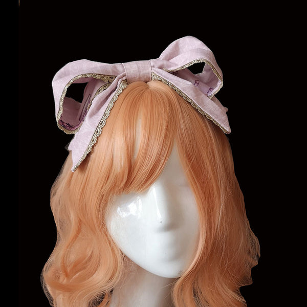 Miss Cat & Mr. Fox Headbow ~ Sweet Printed Lolita Headpiece by Infanta