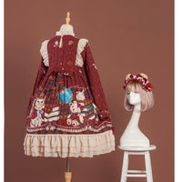 Crowned Bear ~ Sweet Long Sleeve Lolita OP Dress by OCELOT