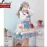 Strawberry & Rabbit ~ Sweet Lolita Salopette Dress by Alice Girl ~ Pre-order