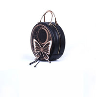 Sweet Round Lolita Satchel Bag with Butterfly Decor by LovelyLota