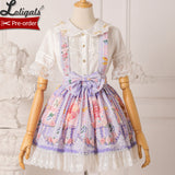 Berries & Flowers ~ Sweet Lolita Skirt Printed Salopette Dress ~ Pre-order