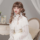 Women's Lolita Blouse with Cape Long Sheer Striped Sleeve Chiffon Shirt by Dolly Delly