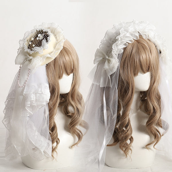 Sweet Lolita Headpiece Top Hat Lace Veil Fascinator Accessories for Wedding