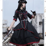 Militaray Style Uniform Cool Punk Short Sleeve Lolita Dress by YLF