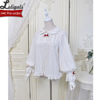 Strawberry & Plaid ~ Long Sleeve Peter Pan Collar Lolita Blouse by Alice Girl ~ Pre-order