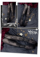 White Knight ~ Gothic Patterned Lolita Stockings Long Cross & Arrow Printed Summer Stockings