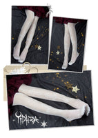 White Knight ~ Gothic Patterned Lolita Stockings Long Cross & Arrow Printed Summer Stockings