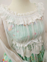 Summer Off the Shoulder White Lolita Lace Blouse with Long Flare Sleeve Elastic Waist