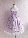 Sweet Strawberry and Desert Printed Lolita Casual JSK Dress Sleeveless Chiffon Midi Dress by Yiliya