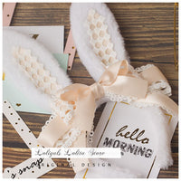 LOLITA Handmade Rabbit Ears Headband KC Multicolored Cute Plaid Cosplay Hairband