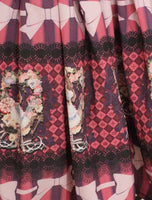 Angle Fuchsia ~ Sweet Printed Short Lolita Skirts A line Elastic Waist Skirt