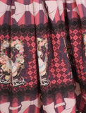 Angle Fuchsia ~ Sweet Printed Short Lolita Skirts A line Elastic Waist Skirt