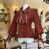 Vintage Women's Chiffon Blouse Long Lantern Sleeve Button Down Shirt 6 Colors