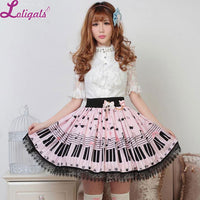Sweet Lolita Short Skirt Cute Piano Key and Melody Printed Summer Skirt for Women