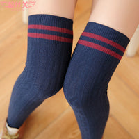 Twist Vertical Striped Thigh High Stockings Sweet Over the Knee Stockings for Women