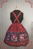 Sweet Female Chiffon Suspender Skirt Alice Wonderland Series Printed Midi Skirt by Strawberry Witch