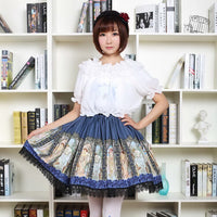 Vintage Style Short Lolita Skirt Mucha's Horae Goddess Printed Lolita Daily Short Skirt