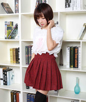 Classic Mori Girl Red and Black Punk Mini Skirt Short Plaid Pleated Skirt Harajuku School Uniform