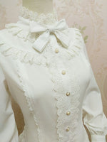 New White Women's Shirt Sweet Lantern Sleeve Lace Ruffled Blouse for Girl by Yiliya