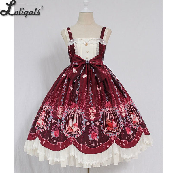 Cage in Dream ~ Sweet Lolita JSK Dress Printed Sleeveless Party Dress by Alice Girl ~ Pre-order