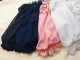 Sweet Women's Off the Shoulder Crop Top Bishop Sleeve Dotted Sheer Chiffon Blouse for Summer